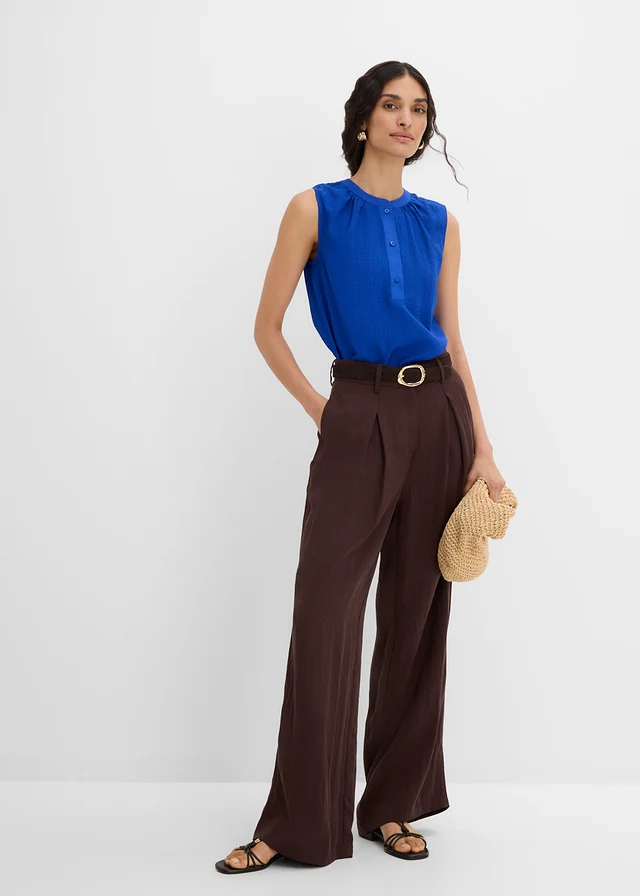 Top-bluză cu guler ușor înalt • albastru-cobalt • magazin bonprix