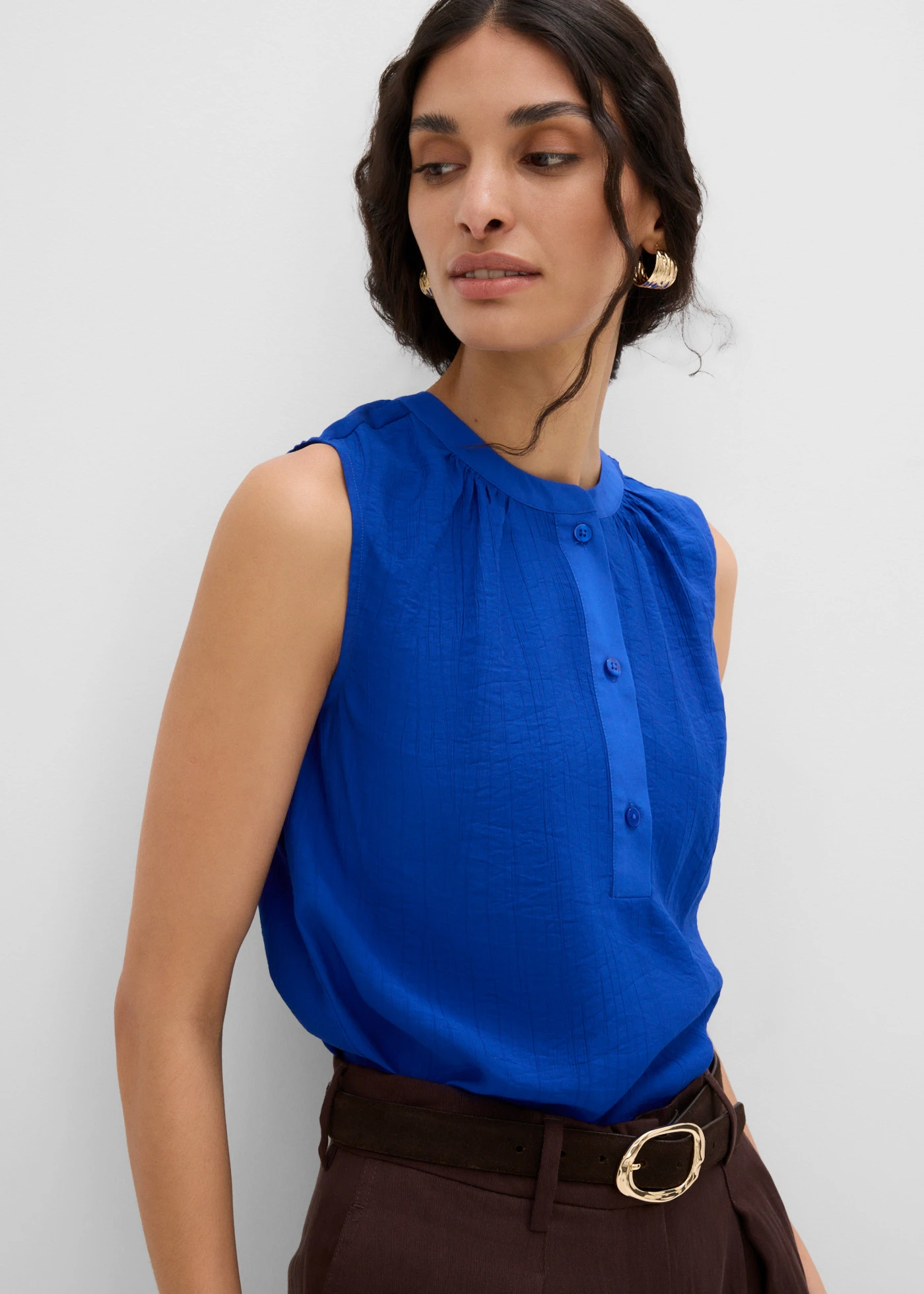 Blouse met opstaande kraag • kobaltblauw • product-page.page-title-suffix