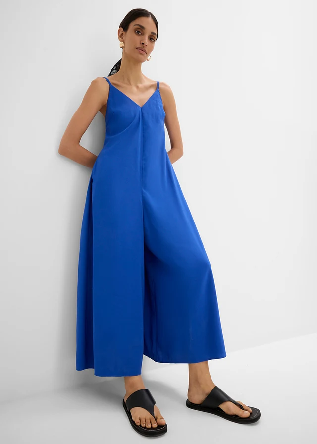 Jumpsuit in een viscosemix met verstelbare bandjes • kobaltblauw • product-page.page-title-suffix
