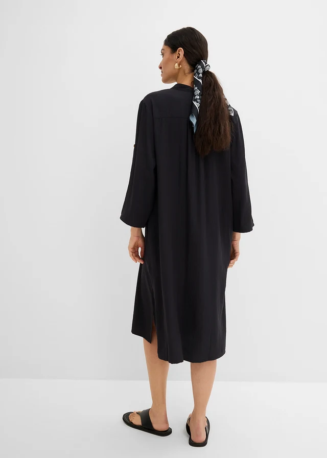 Rochie midi din material cu in • negru • magazin bonprix
