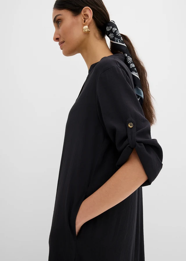 Rochie midi din material cu in • negru • magazin bonprix