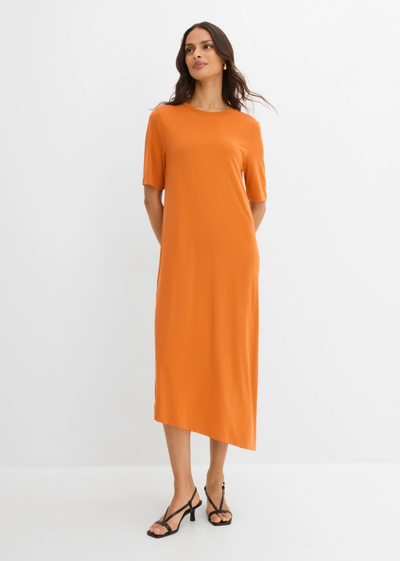 Shirtjurk met asymmetrische onderrand van modalmix • terracotta • bonprix online shop