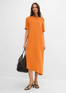Robe à base asymétrique en jersey avec modal, Couleur: terre cuite