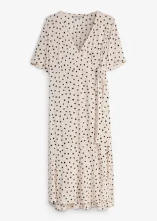 2-in-1 zwangerschaps- en voedingsjurk van soepele viscose crêpe • sandbeige-zwart gestippeld • bonprix online shop