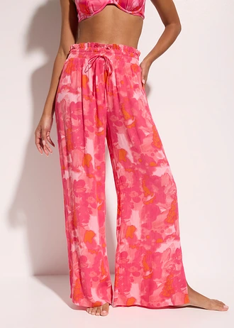 Strandbroek van gestructureerde crinkle • koraal-pink • bonprix online shop