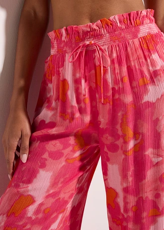 Plážové kalhoty ze strukturovaného materiálu se zmačkanou úpravou • korálovo-pink • bonprix obchod