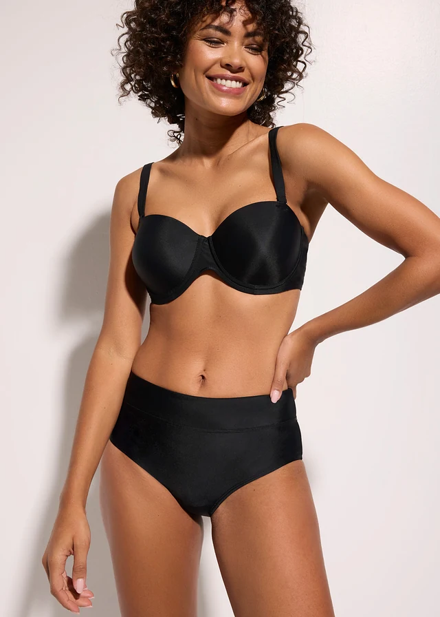 Costum de baie cu sutien balconette, cu uscare rapidă (set/2 piese), culoare: negru