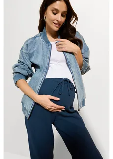 Comfortabele zwangerschapsbroek met elastische tailleband van puur katoenen mousseline • diepblauw • bonprix online shop