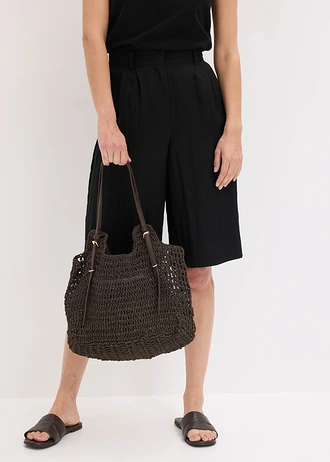 Cabas en paille avec des boucles • marron foncé • Boutique bonprix