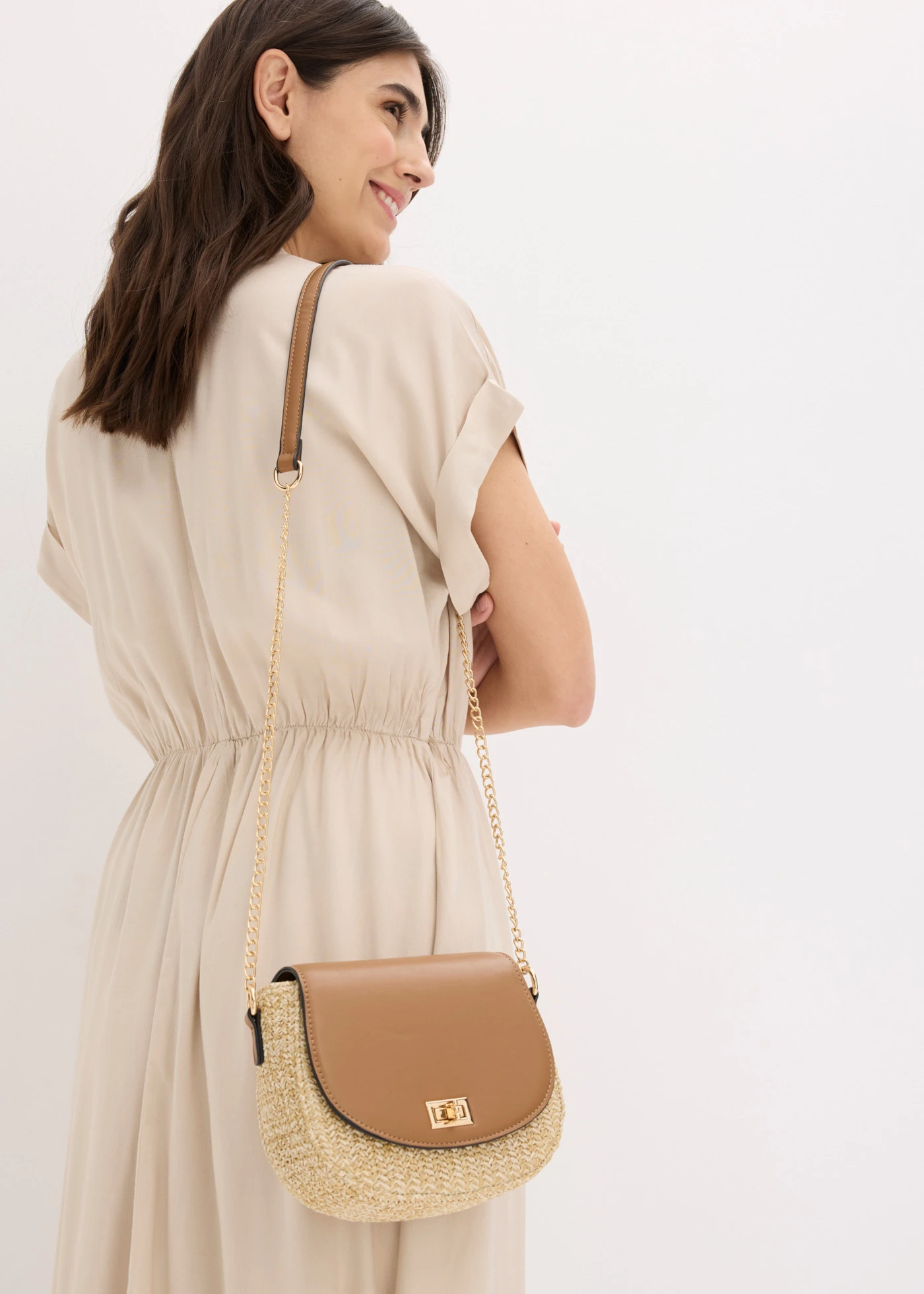 Schoudertas in rieten look • naturel/lichtbruin • bonprix online shop