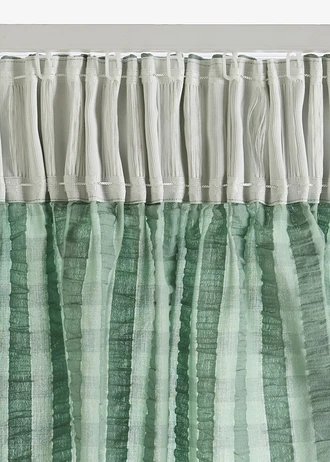 Zasłona z bawełny organicznej o fakturze żakardowej (1 sztuka) • zielony w paski • sklep bonprix