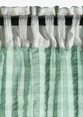 Draperie din bumbac organic cu textură seersucker (1 buc.) • verde-salvie • magazin bonprix