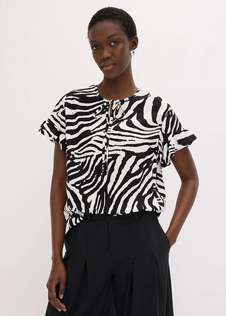 Soepelvallende tuniek van viscose • wit-zwart zebraprint • bonprix online shop