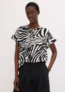 Tunique ample en viscose • blanc/noir imprimé zèbre • Boutique bonprix