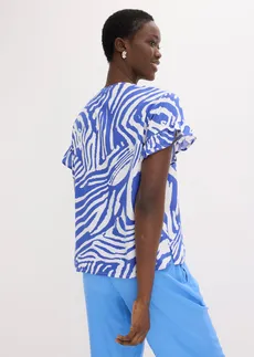 Tunique ample en viscose • blanc/bleu brillant imprimé zèbre • Boutique bonprix