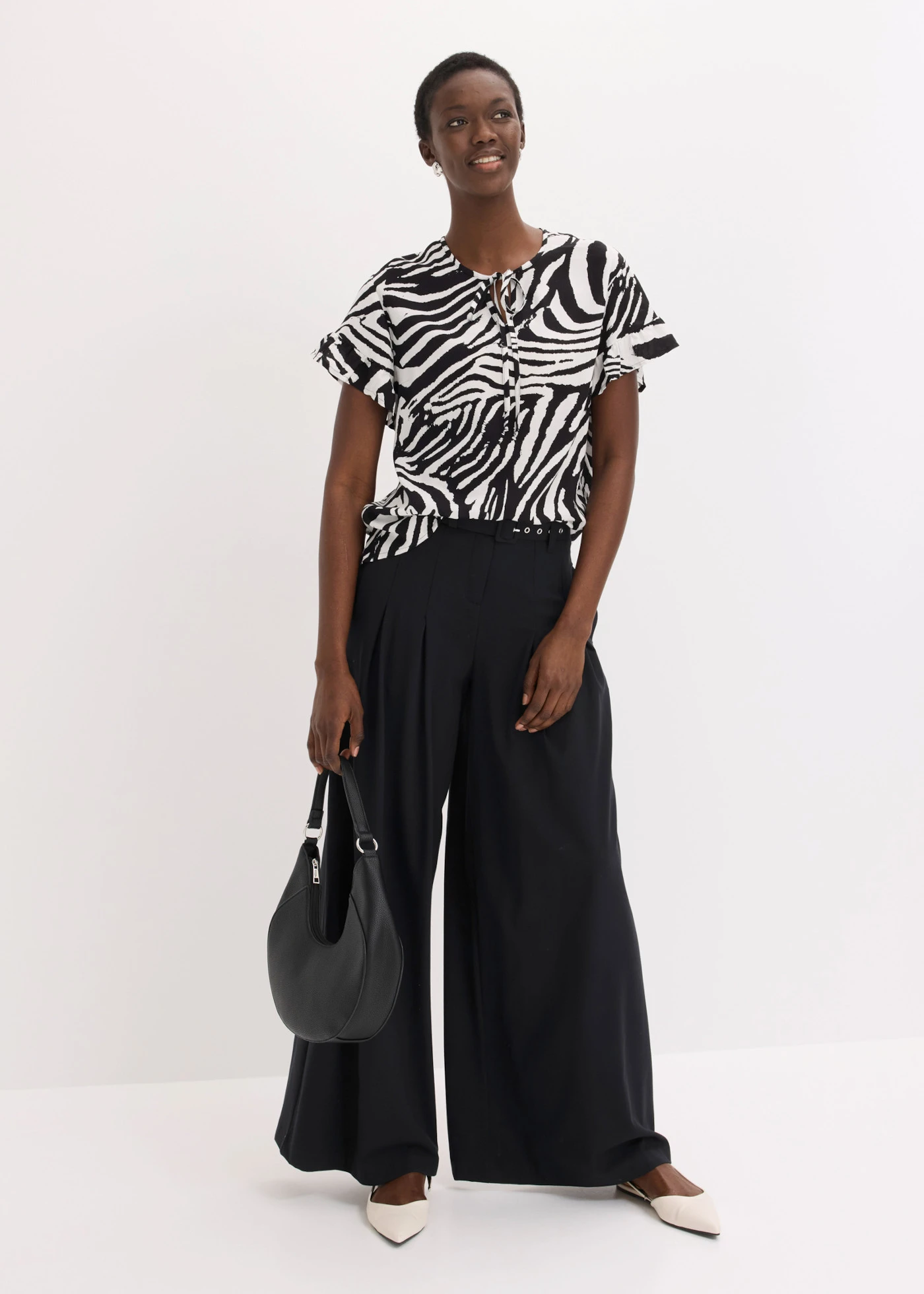 Soepelvallende tuniek van viscose • wit-zwart zebraprint • bonprix online shop