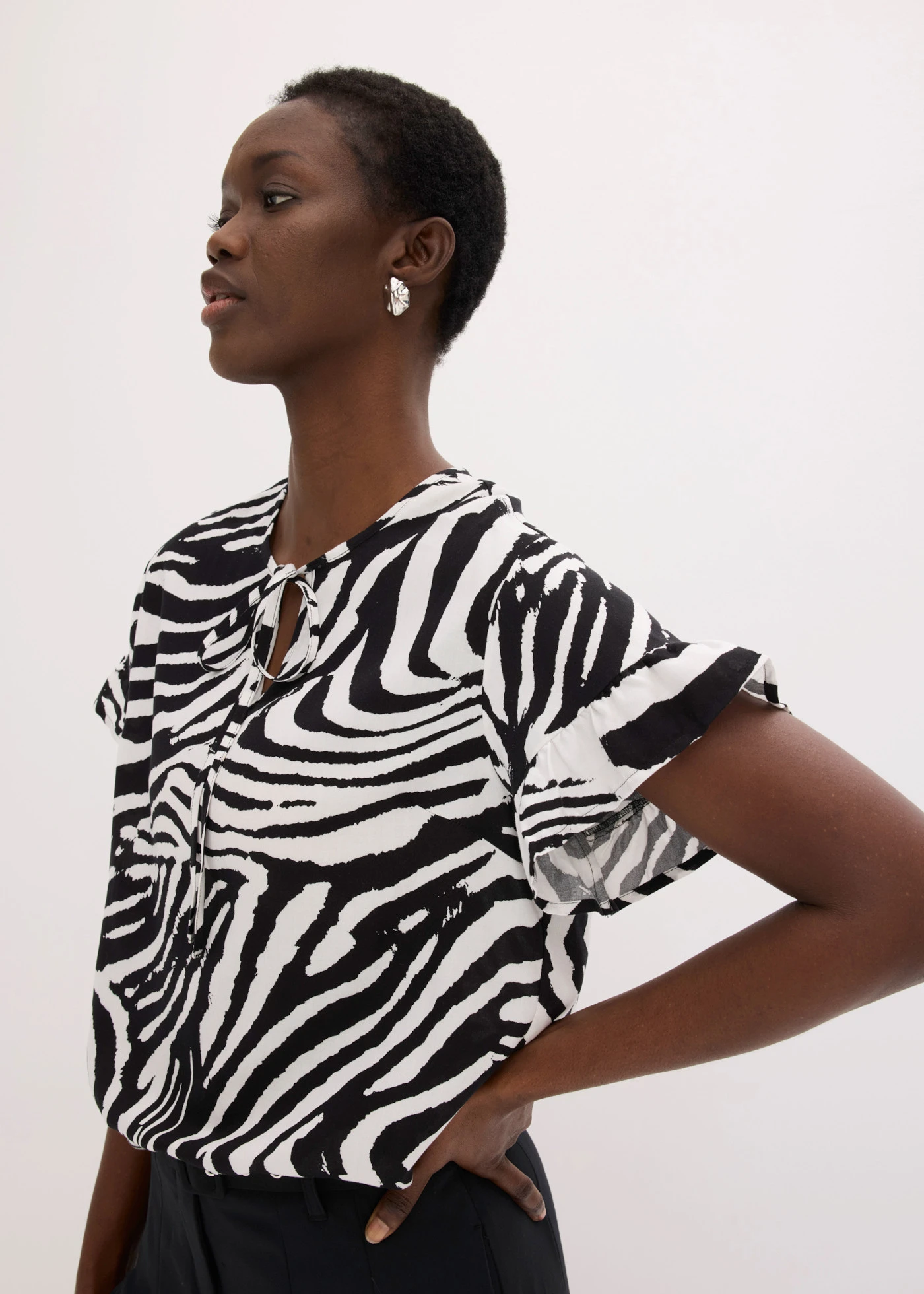 Soepelvallende tuniek van viscose • wit-zwart zebraprint • bonprix online shop