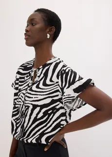 Tunique ample en viscose • blanc/noir imprimé zèbre • Boutique bonprix