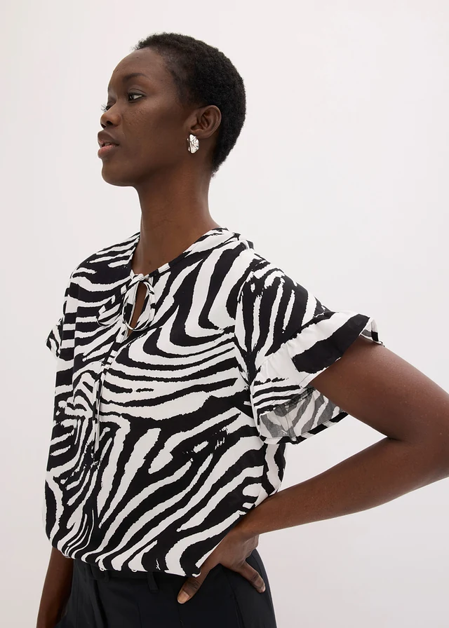 Tunique ample en viscose • blanc/noir imprimé zèbre • product-page.page-title-suffix