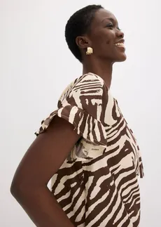 Tunique ample en viscose • imprimé zébré marron/sable clair • Boutique bonprix