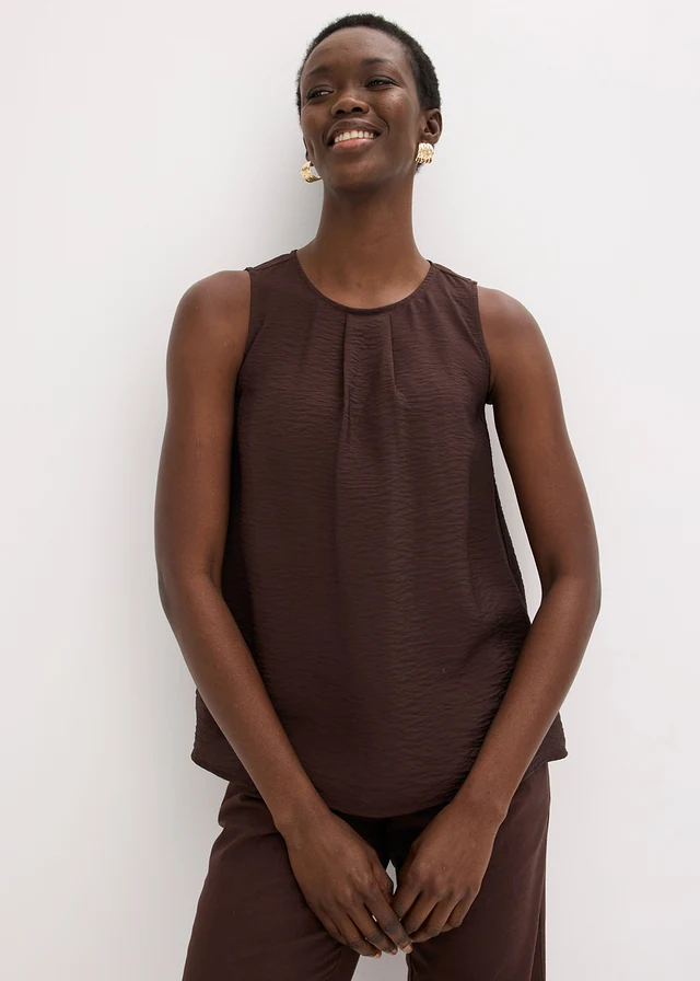Top fluide sans manches en viscose mélangée • marron foncé • product-page.page-title-suffix