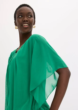 Sifon blúz toppal • drágakő zöld • bonprix áruház