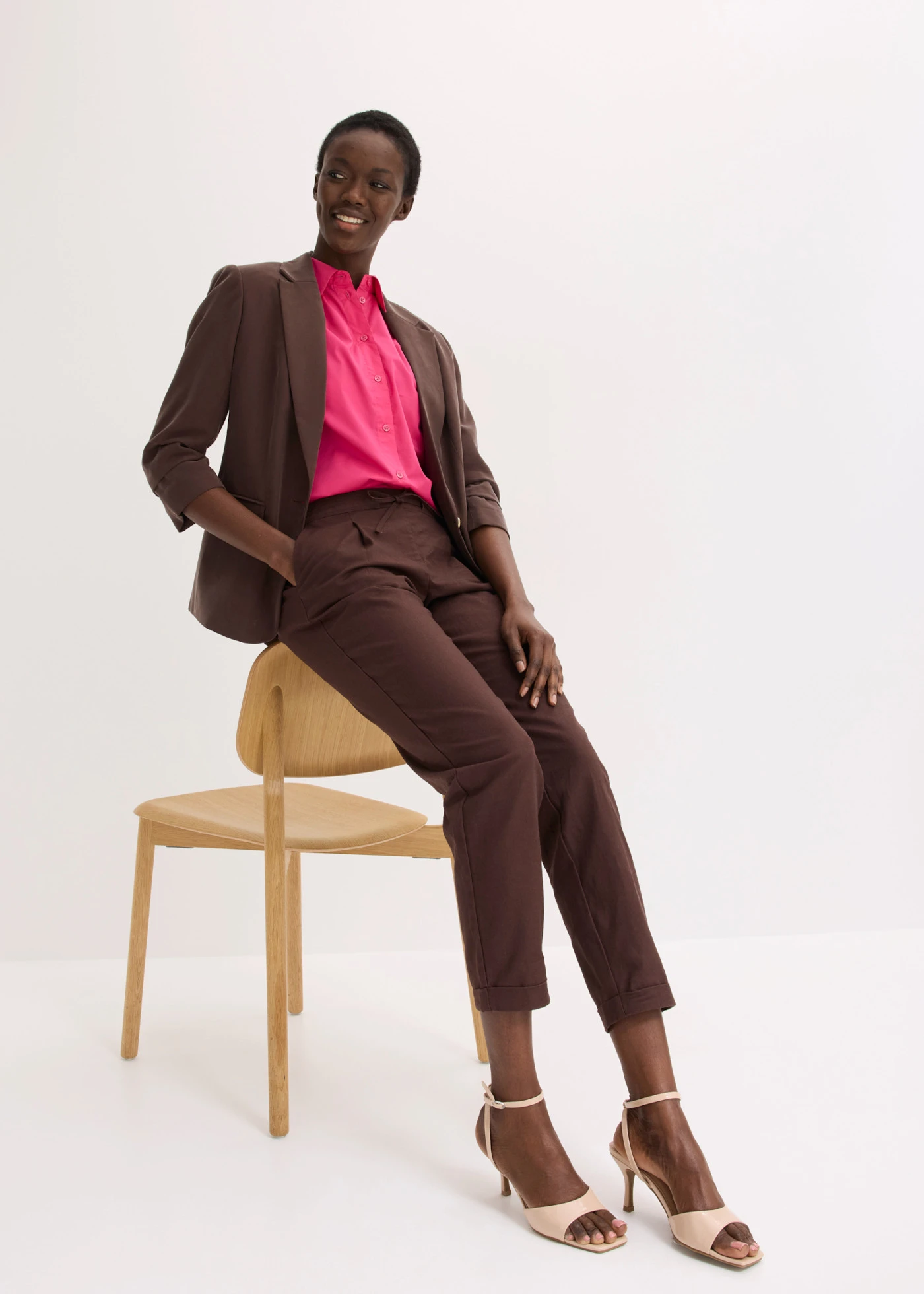 Pantalon en lin mélangé • marron foncé • Boutique bonprix