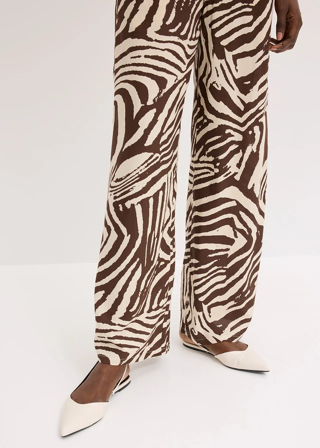 Viscose broek met elastische tailleband • bruin-lichtsand zebraprint • product-page.page-title-suffix