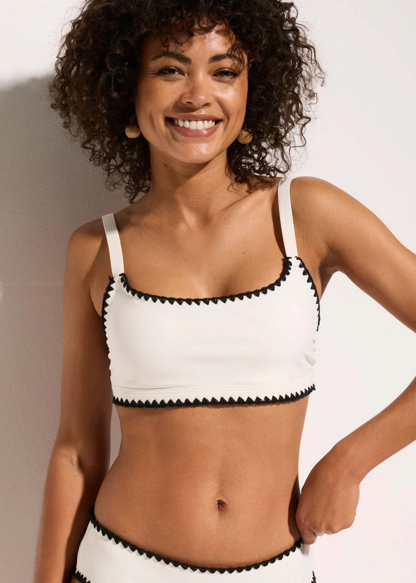 Biustonosz bikini bustier z haftem • złamana biel • sklep bonprix