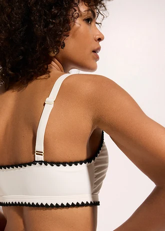 Biustonosz bikini bustier z haftem • złamana biel • sklep bonprix