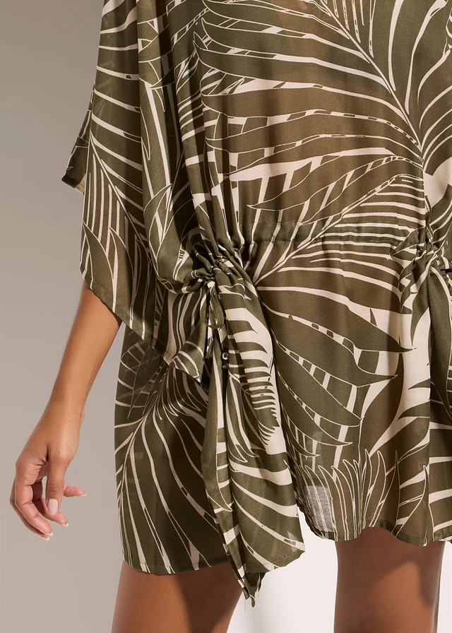 Oversized strandtuniek • donkerolijfgroen-beige gebloemd • product-page.page-title-suffix
