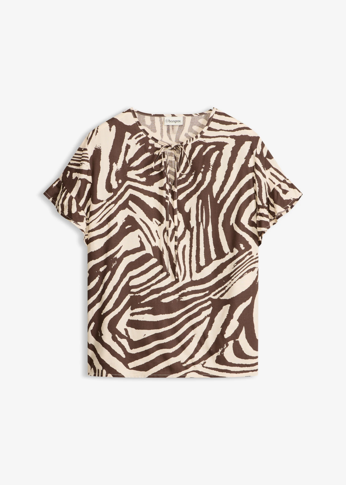 Tunique ample en viscose • imprimé zébré marron/sable clair • Boutique bonprix