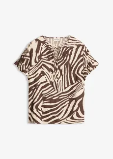 Tunique ample en viscose • imprimé zébré marron/sable clair • Boutique bonprix