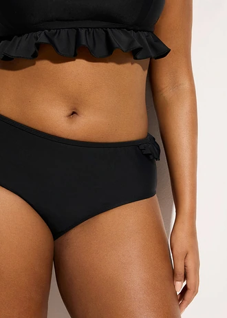 High Waist bikini alsó vékony fodorral, gyorsan szárad • fekete • bonprix áruház