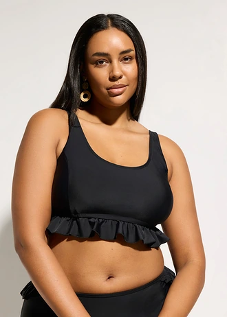 Verhullende bralette bikinitop, sneldrogend, Kleur: zwart