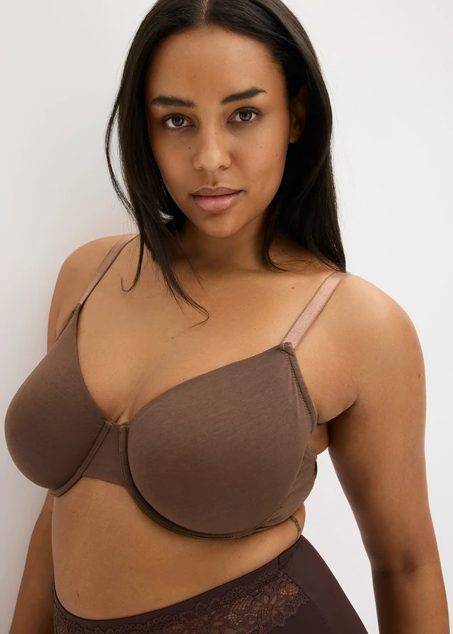 Niet-gevulde T-shirt-bh (set van 3), Kleur: bruin+sandbeige+zwart