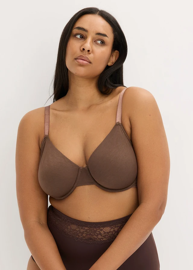 Niet-gevulde T-shirt-bh (set van 3), Kleur: bruin+sandbeige+zwart