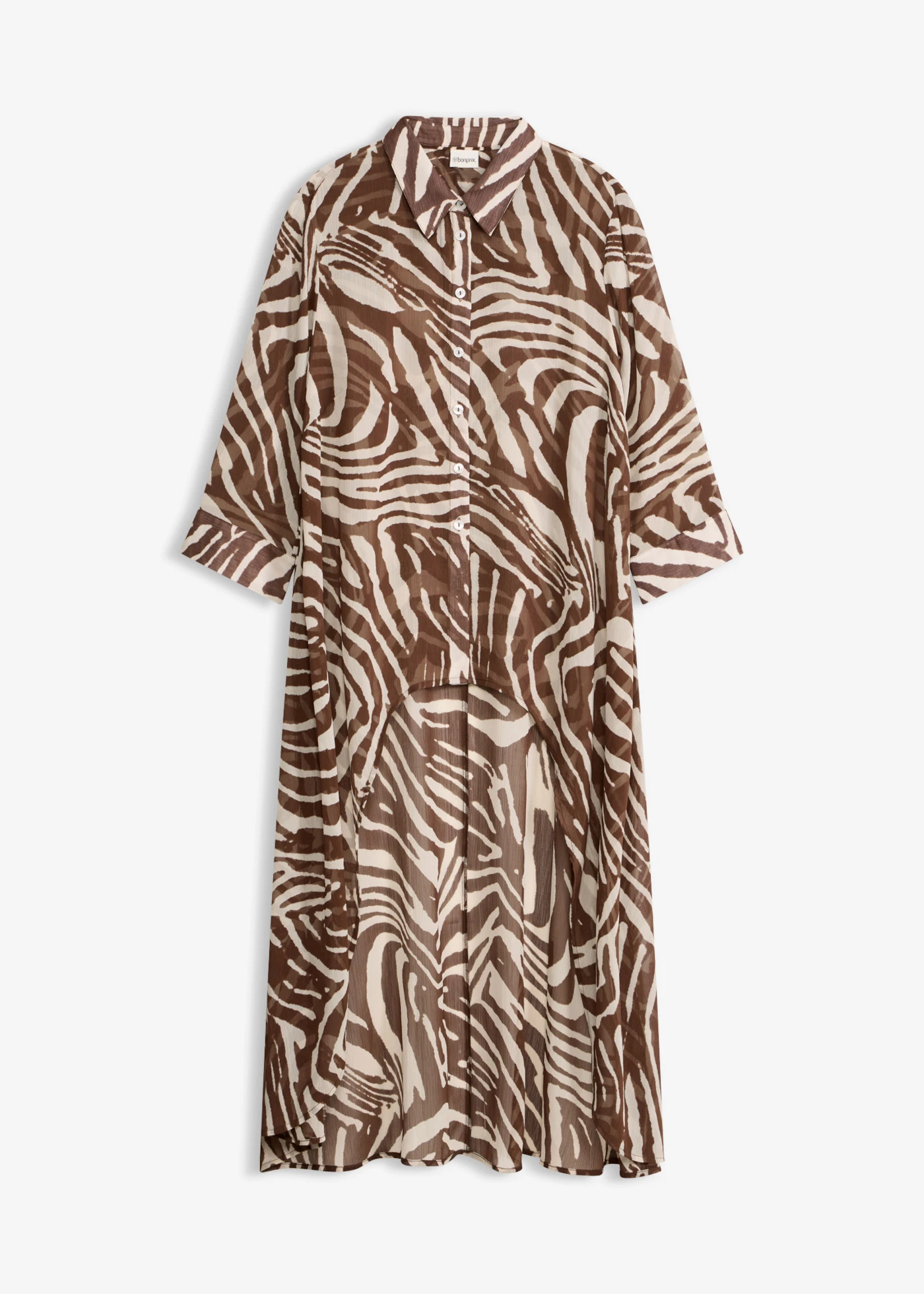 Lange chiffon blouse • zebraprint bruin/lichtsand • product-page.page-title-suffix