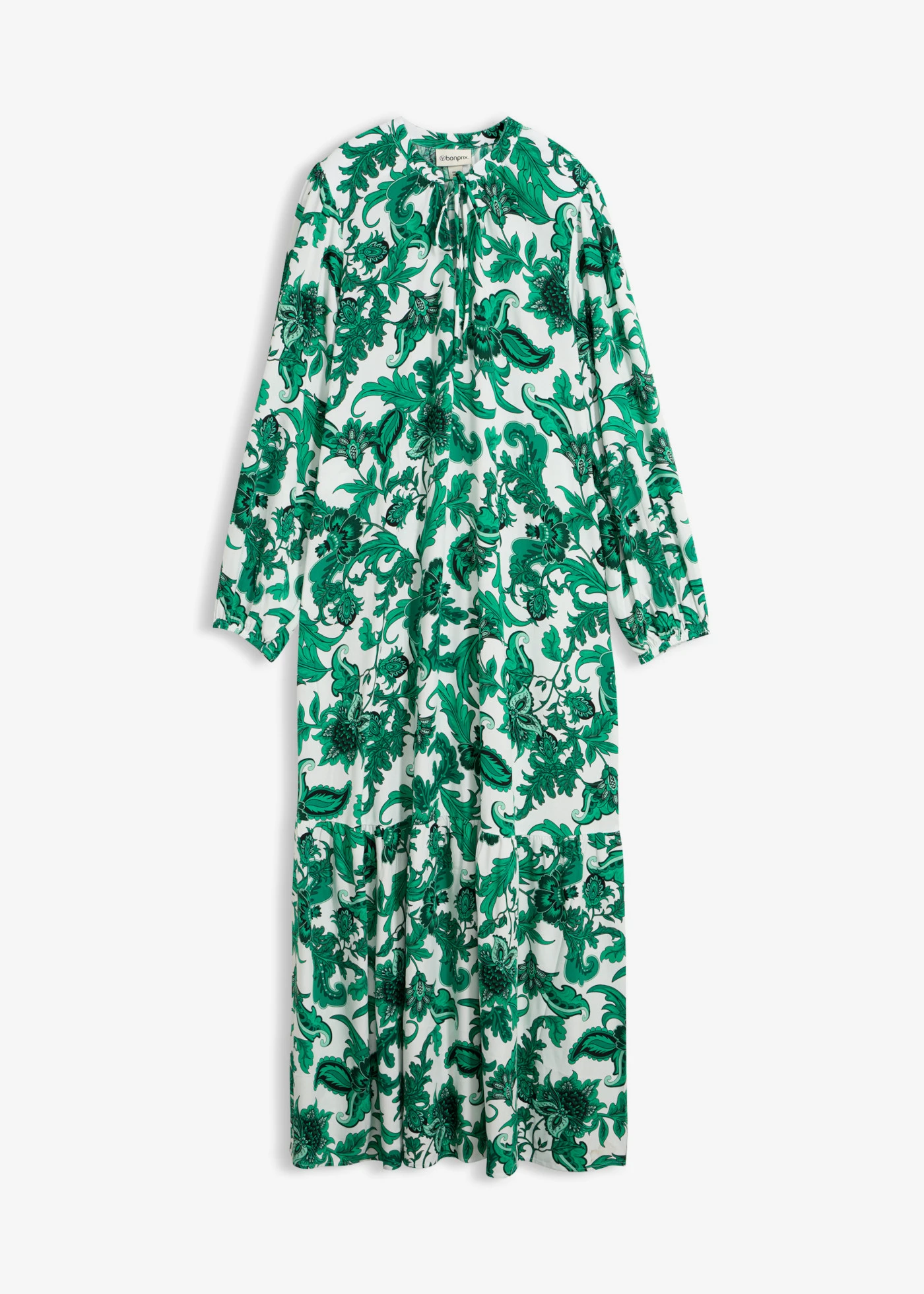 Robe-tunique en viscose fluide • vert aventurine-écru floral • product-page.page-title-suffix