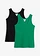 Geribde tanktop met biologisch katoen (set van 2), Kleur: edelsteengroen/zwart
