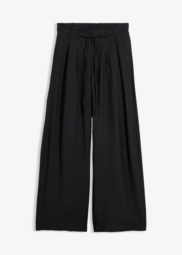 Pantaloni cu elastic și șiret în talie din amestec de viscoză
