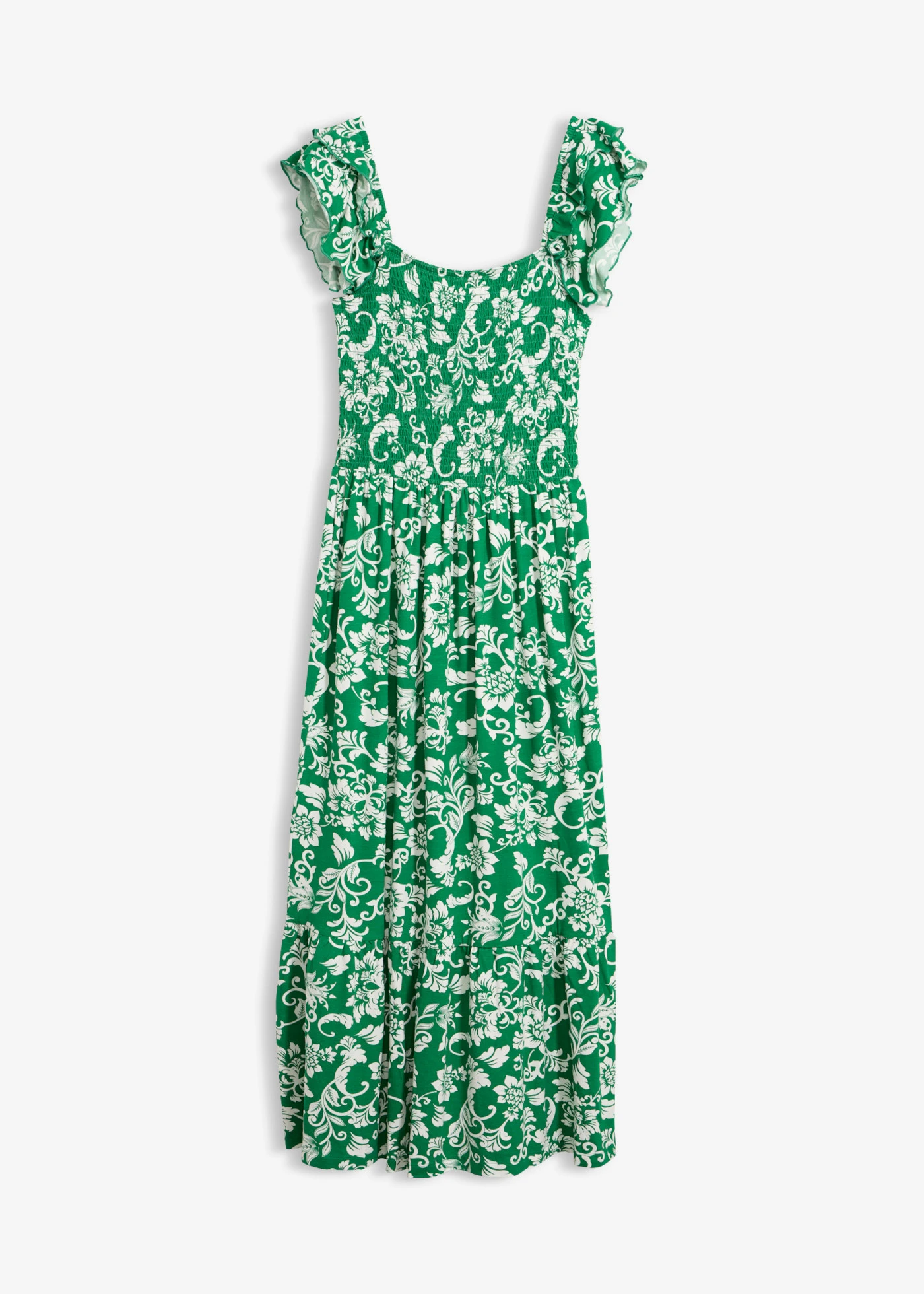 Robe midi en viscose extensible • vert aventurine-écru floral • product-page.page-title-suffix