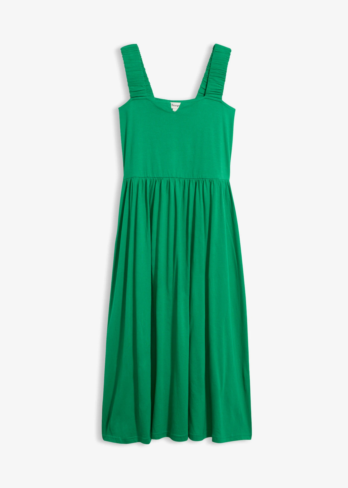 Rochie din tricot ușor evazată din material cu bumbac și viscoză • verde-nestemată • magazin bonprix