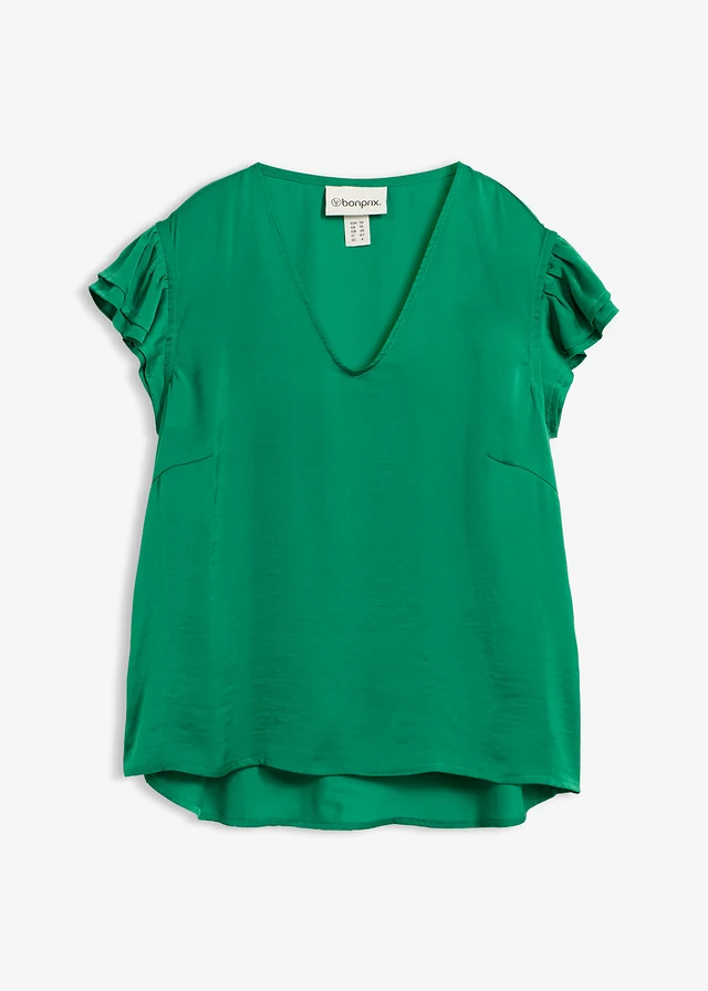 Blouse met volants, Kleur: edelsteengroen