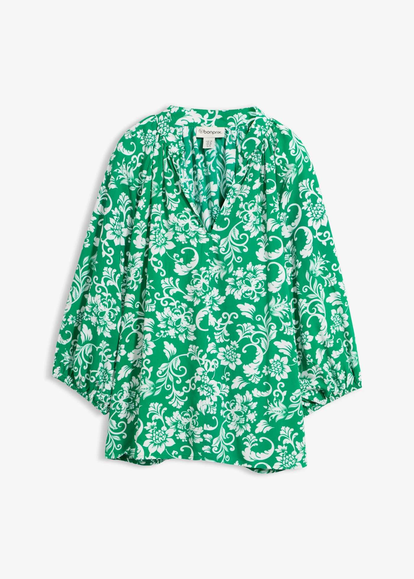 Tuniek van zachte viscose • edelsteengroen-wolwit met print • product-page.page-title-suffix