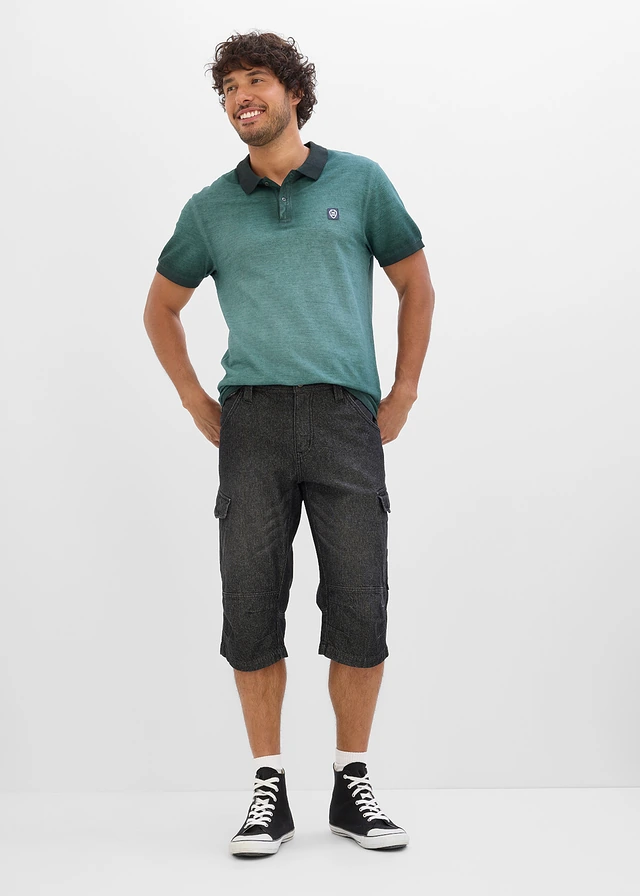 Bermuda long poches cargo en denim léger, coupe loose