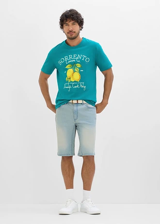 T-shirt z czystej bawełny • kobaltowy turkusowy z nadrukiem • sklep bonprix