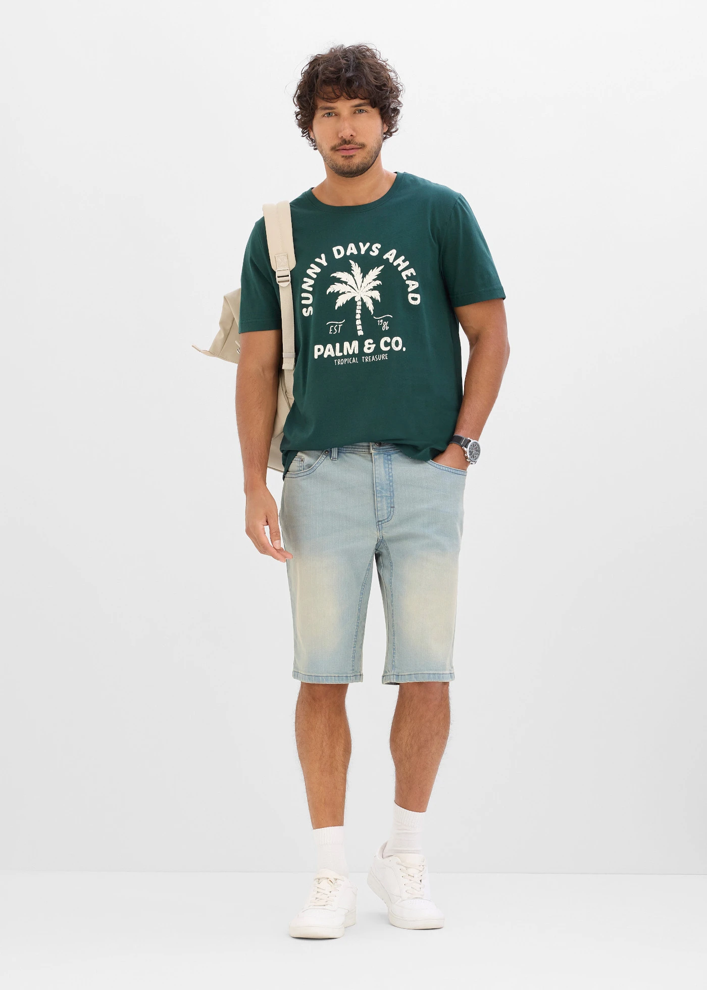 T-shirt van puur katoen • diepgroen met print • bonprix online shop
