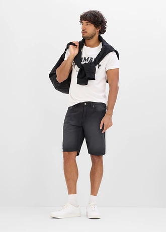 Lot de 2 bermudas regular à taille élastiquée en denim léger et coloré, Couleur: sable clair+noir denim