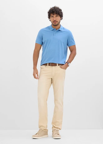 Lichte regular fit straight jeans van coloured denim met eleastische tailleband • lichtsand • bonprix online shop